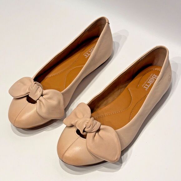 Born Anah Pinkish Tan Leather Ballet Flats With Bows Women’s Size 6.5M - Picture 8 of 14